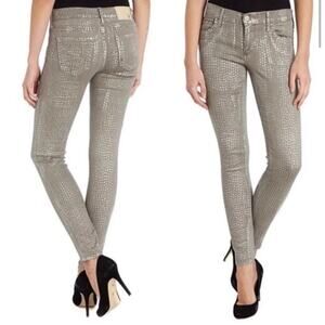 True Religion NEW Chrissy Super Skinny Teardrop Gray Silver Edgy Denim Jeans